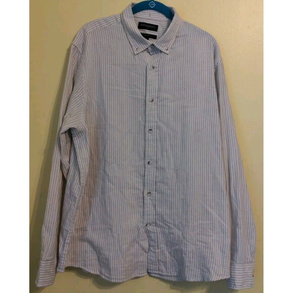 Banana Republic Button Up Long Sleeved Men's Shirt Size Large Striped Cotton - Picture 1 of 10